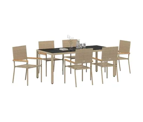 Aia Söögilaudade Komplekt 7 Pcs Beež Polürotang