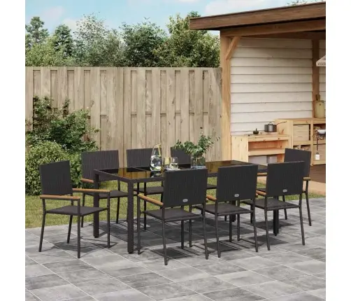 Sodo Valgomojo Komplektas 9 Pcs Juoda 190 X 90 X 75 Cm