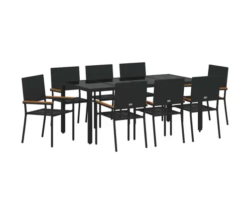 Sodo Valgomojo Komplektas 9 Pcs Juoda 190 X 90 X 75 Cm