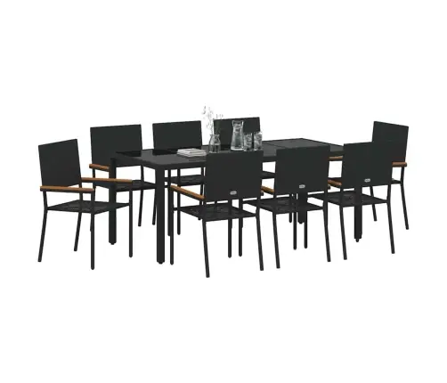 Sodo Valgomojo Komplektas 9 Pcs Juoda 190 X 90 X 75 Cm