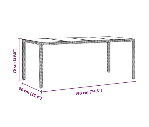 Sodo Valgomojo Komplektas 9 Pcs Juoda 190 X 90 X 75 Cm