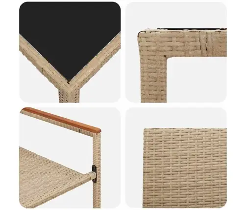 Sodo Valgomojo Komplektas 9 Pcs Smėlio 190 X 90 X 75 Cm