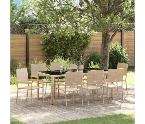 Sodo Valgomojo Komplektas 9 Pcs Smėlio 190 X 90 X 75 Cm