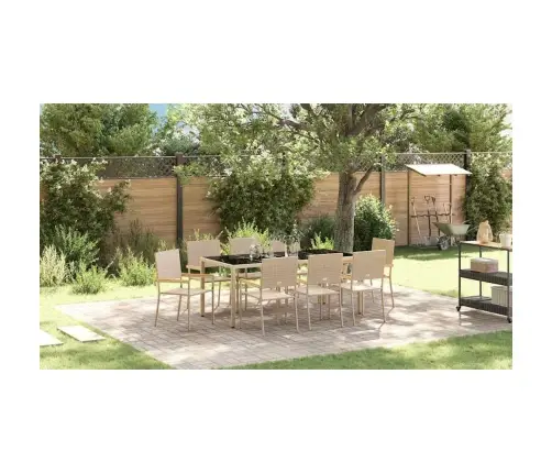 Sodo Valgomojo Komplektas 9 Pcs Smėlio 190 X 90 X 75 Cm