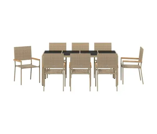 Sodo Valgomojo Komplektas 9 Pcs Smėlio 190 X 90 X 75 Cm