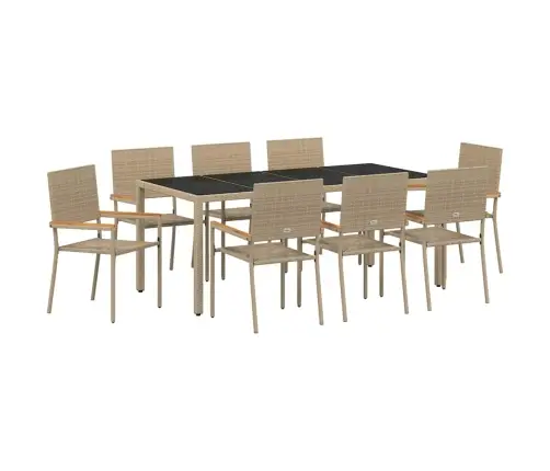 Sodo Valgomojo Komplektas 9 Pcs Smėlio 190 X 90 X 75 Cm