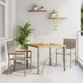 Aia Söögilaudade Komplekt 3 Pcs Hall 90 X 90 X 75 Cm Polürotang
