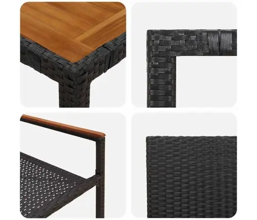 5 Daļu Dārza Ēdamistabas Komplekts Melns Poliratans Vidaxl