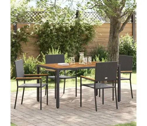 5 Daļu Dārza Ēdamistabas Komplekts Melns Poliratans Vidaxl