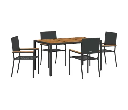 5 Daļu Dārza Ēdamistabas Komplekts Melns Poliratans Vidaxl