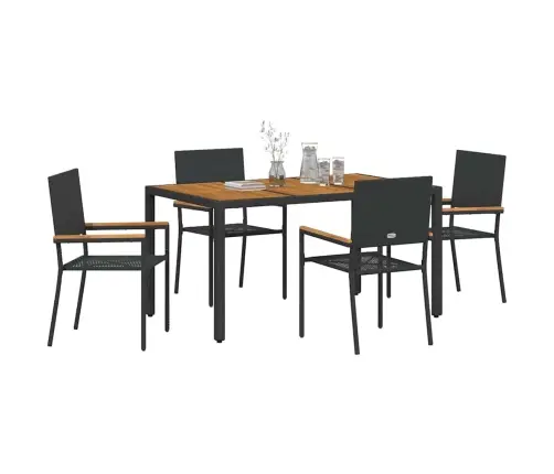 5 Daļu Dārza Ēdamistabas Komplekts Melns Poliratans Vidaxl