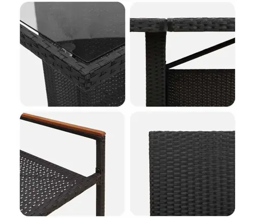 Sodo Valgomojo Komplektas 9 Pcs Juoda Poliratanas