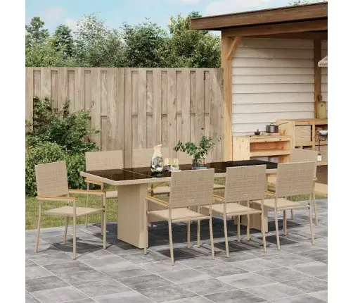 Aia Söögilaudade Komplekt 9 Pcs Beež Polürotang