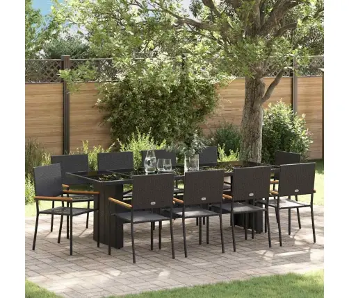 Dārza Ēdamgalds 11 Pcs Melna Poliūtu Rotangpalma Vidaxl
