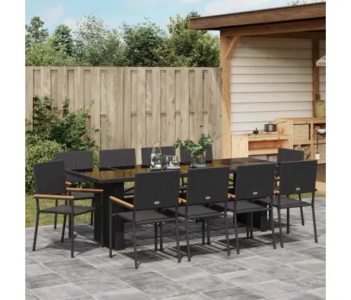 Dārza Ēdamgalds 11 Pcs Melna Poliūtu Rotangpalma Vidaxl