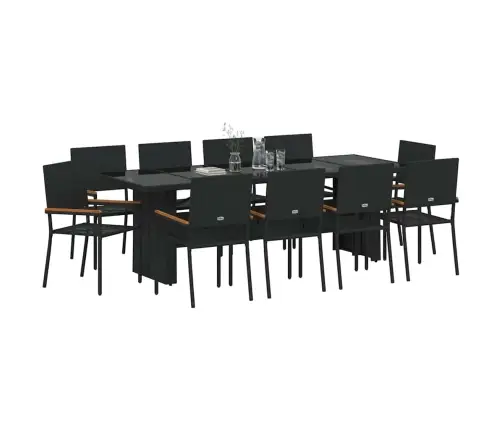 Dārza Ēdamgalds 11 Pcs Melna Poliūtu Rotangpalma Vidaxl