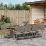 Dārza Ēdamgalds 11 Pcs Pelēka Liels Mākslīgā Rotangpalma Vidaxl
