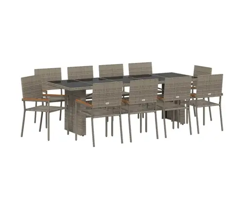 Dārza Ēdamgalds 11 Pcs Pelēka Liels Mākslīgā Rotangpalma Vidaxl