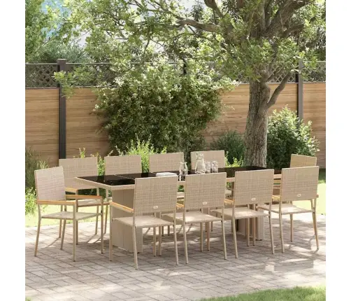 Dārza Ēdamgalds 11 Pcs Bēša 10-Vietīgs Liels Vidaxl