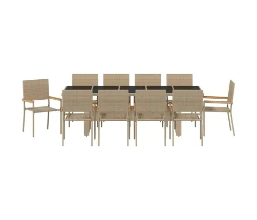 Dārza Ēdamgalds 11 Pcs Bēša 10-Vietīgs Liels Vidaxl