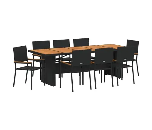 Sodo Valgomojo Komplektas 9 Pcs Juoda Poliratanas