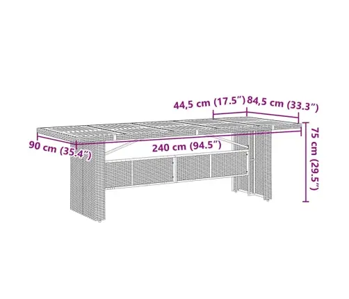 Sodo Valgomojo Komplektas 9 Pcs Juoda Poliratanas