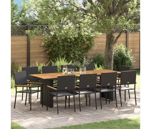 Sodo Valgomojo Komplektas 11 Pcs Juoda Poliratanas