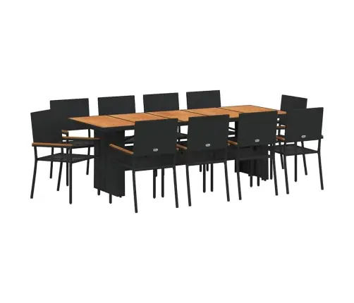 Sodo Valgomojo Komplektas 11 Pcs Juoda Poliratanas