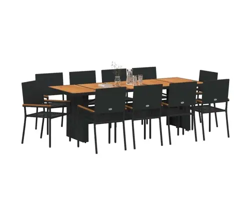 Sodo Valgomojo Komplektas 11 Pcs Juoda Poliratanas