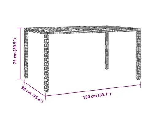 7 Daļu Dārza Ēdamgalds Melnā Poli Rattan Akācijā Vidaxl