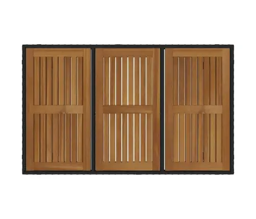 7 Daļu Dārza Ēdamgalds Melnā Poli Rattan Akācijā Vidaxl