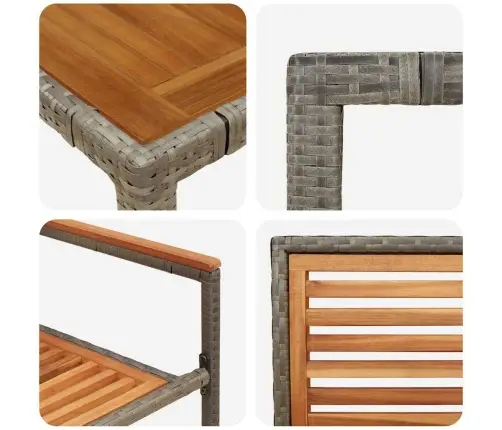 Sodo Valgomojo Komplektas 7 Pcs Pilka Poliratanas