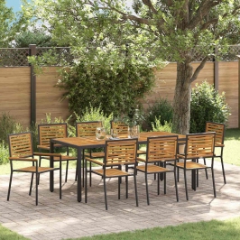 Dārza Ēdamgalds 9 Pcs Melna 190 X 90 X 75 Cm Poliratāns Vidaxl