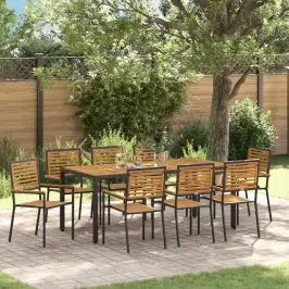 Sodo Valgomojo Komplektas 9 Pcs Juoda 190 X 90 X 75 Cm