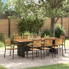 Sodo Valgomojo Komplektas 9 Pcs Juoda 240 X 90 X 75 Cm
