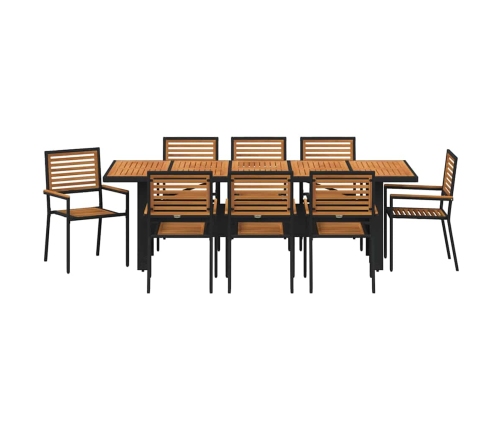 Aia Söögilaudade Komplekt 9 Pcs Must 240 X 90 X 75 Cm