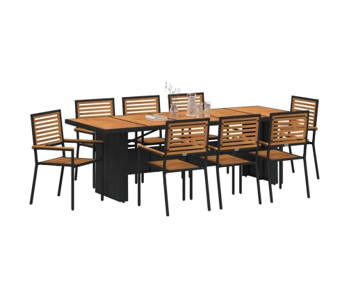 Aia Söögilaudade Komplekt 9 Pcs Must 240 X 90 X 75 Cm