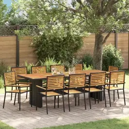 Aia Söögilaudade Komplekt 11 Pcs Must 240 X 90 X 75 Cm