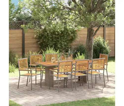 9 Gabalu Dārza Ēdamgalds Pelēks Poli Rotangpalmas Akācija Vidaxl 9 Gabalu Dārza Ēdamgalds Pelēks Poli Rotangpalmas Akācija Vidaxl