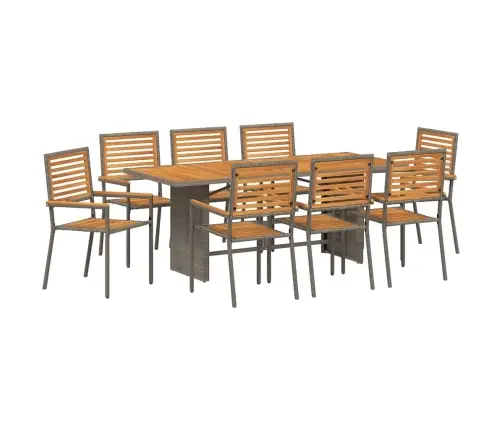 9 Gabalu Dārza Ēdamgalds Pelēks Poli Rotangpalmas Akācija Vidaxl 9 Gabalu Dārza Ēdamgalds Pelēks Poli Rotangpalmas Akācija Vidaxl