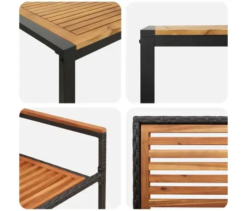 Sodo Valgomojo Komplektas 7 Pcs Juoda 200 X 80 X 75 Cm Sodo Valgomojo Komplektas 7 Pcs Juoda 200 X 80 X 75 Cm