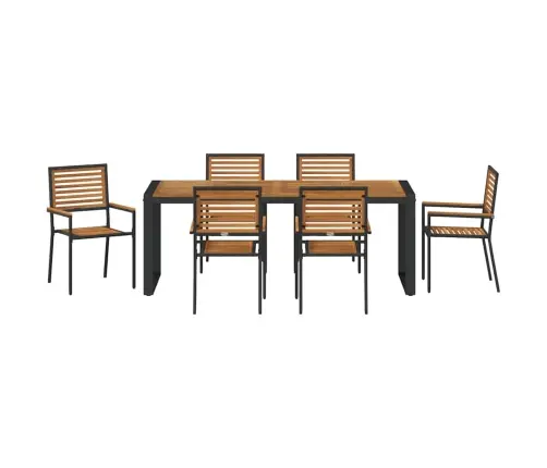 Sodo Valgomojo Komplektas 7 Pcs Juoda 200 X 80 X 75 Cm Sodo Valgomojo Komplektas 7 Pcs Juoda 200 X 80 X 75 Cm
