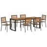 Sodo Valgomojo Komplektas 7 Pcs Juoda 200 X 80 X 75 Cm Sodo Valgomojo Komplektas 7 Pcs Juoda 200 X 80 X 75 Cm