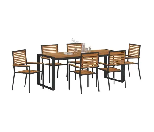 Sodo Valgomojo Komplektas 7 Pcs Juoda 200 X 80 X 75 Cm Sodo Valgomojo Komplektas 7 Pcs Juoda 200 X 80 X 75 Cm