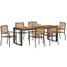 Sodo Valgomojo Komplektas 7 Pcs Juoda 200 X 80 X 75 Cm Sodo Valgomojo Komplektas 7 Pcs Juoda 200 X 80 X 75 Cm
