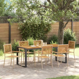 Dārza Ēdamgalds 7 Pcs Bēšs Un Brūns 200 X 80 X 75 Cm Poliratāns Vidaxl