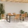 7 Gabalu Dārza Ēdamistabas Komplekts Bēšs Polyrattan Akācija Vidaxl