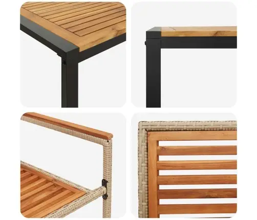 Sodo Valgomojo Komplektas 9 Pcs Bežinis Ir Rudas Poliratanas