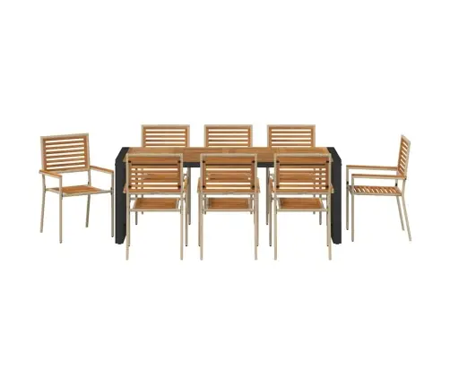 Sodo Valgomojo Komplektas 9 Pcs Bežinis Ir Rudas Poliratanas