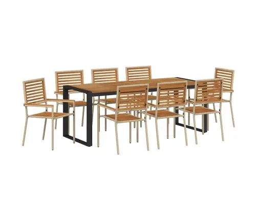 Sodo Valgomojo Komplektas 9 Pcs Bežinis Ir Rudas Poliratanas